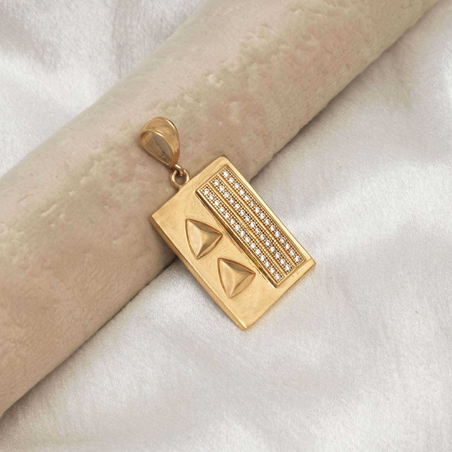 SQUARE DIAMOND PENDANT PREMIUM GOLD PLATED PENDANT