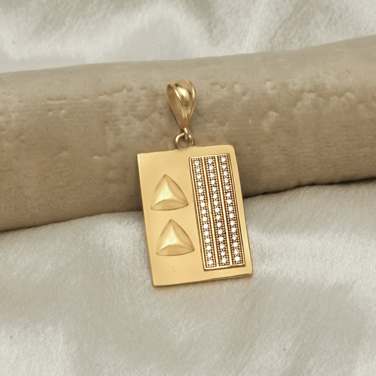SQUARE DIAMOND PENDANT PREMIUM GOLD PLATED PENDANT