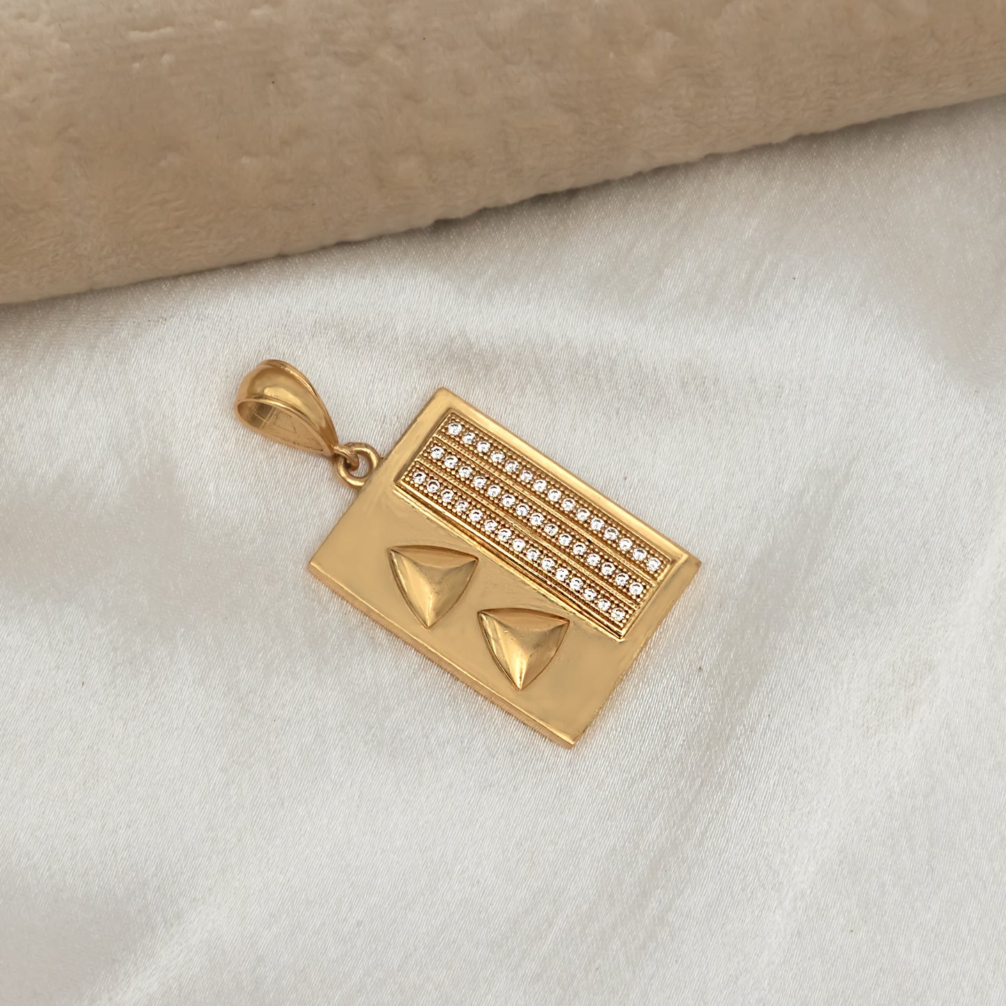 SQUARE DIAMOND PENDANT PREMIUM GOLD PLATED PENDANT