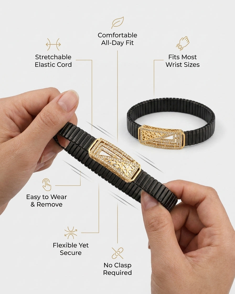 Aura Luxury Black & Gold Flexible Bracelet