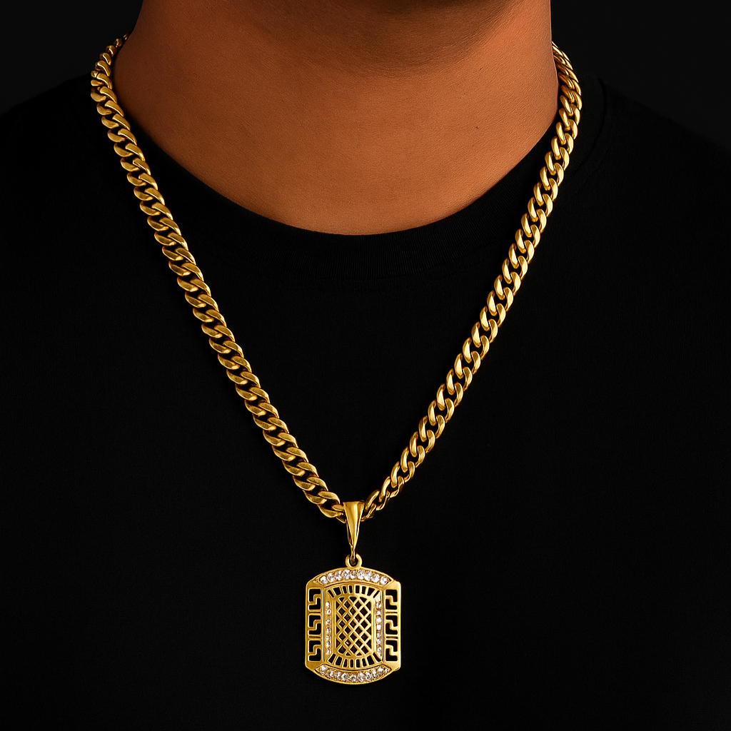Unisex Men’s Designer Gold Chain Pendant (Chain-24 Inch)