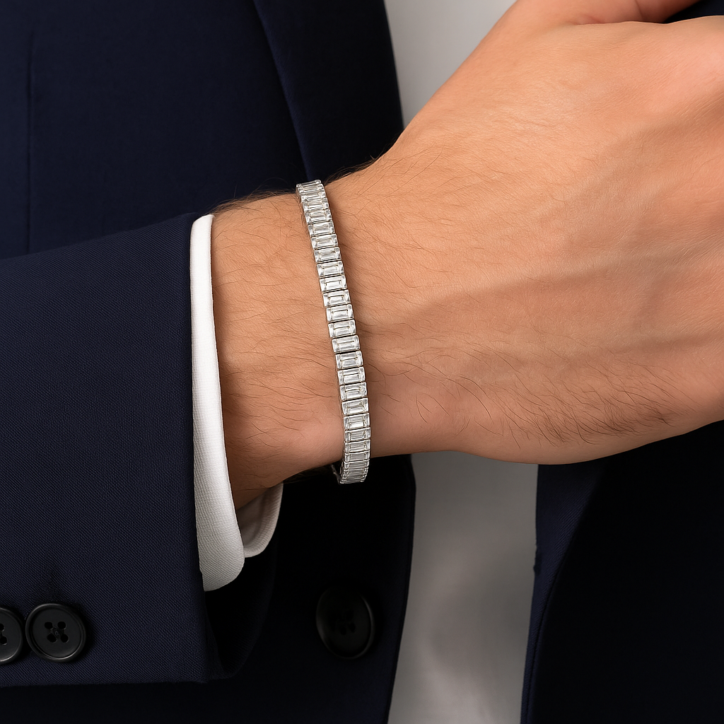 DANY SILVER MEN'S DIAMOND LOOSE BRACELET