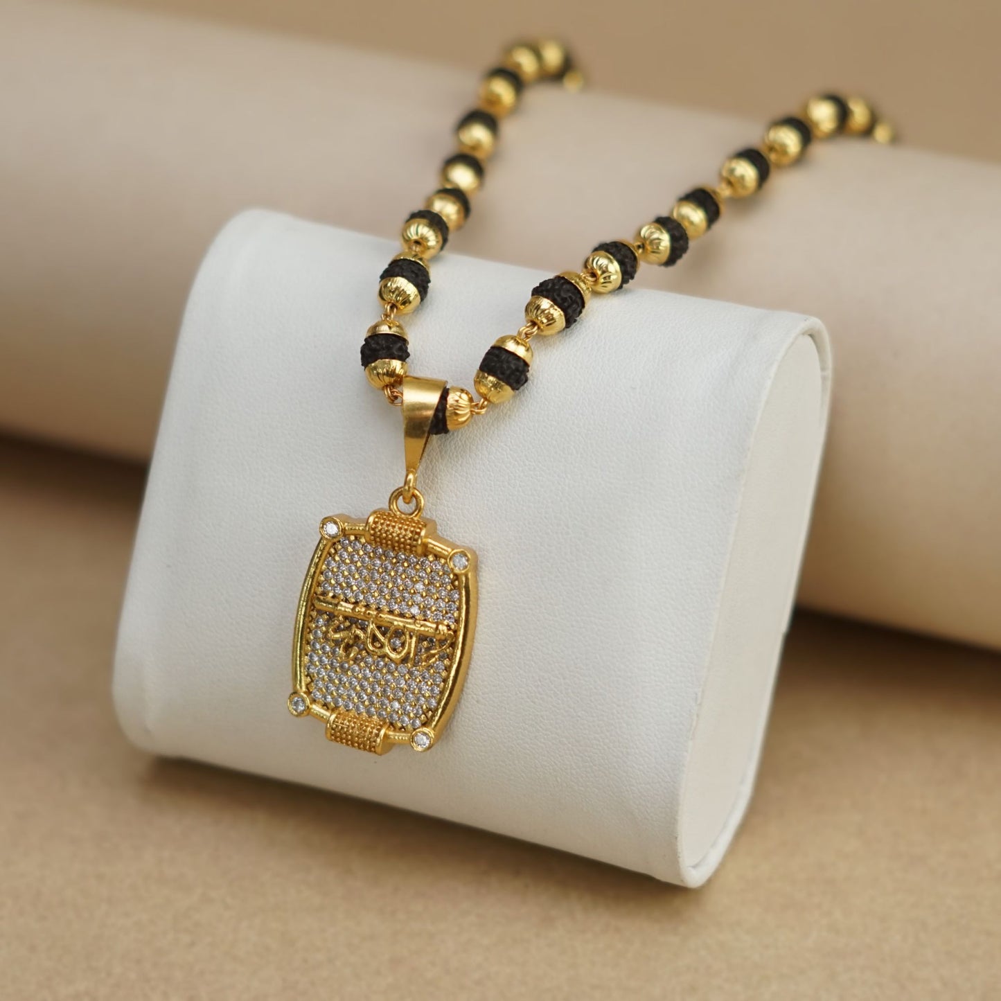KRUSHN PREMIUM GOLD PLATED PENDANT WITH RUDRAKSHA MALA (MALA-23 INCH)