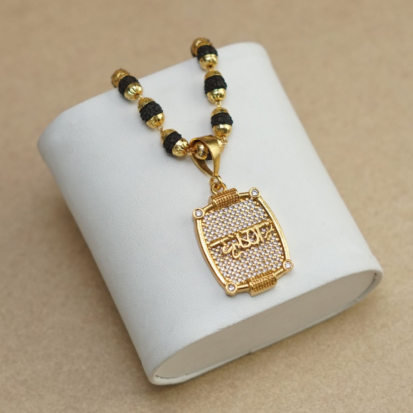 KRUSHN PREMIUM GOLD PLATED PENDANT WITH RUDRAKSHA MALA (MALA-23 INCH)