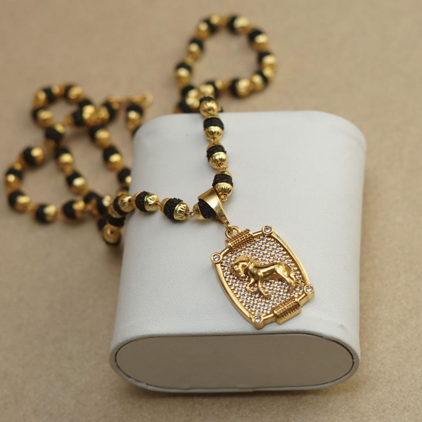 HORSE PREMIUM GOLD PLATED PENDANT WITH RUDRAKSHA MALA (MALA-23 INCH)