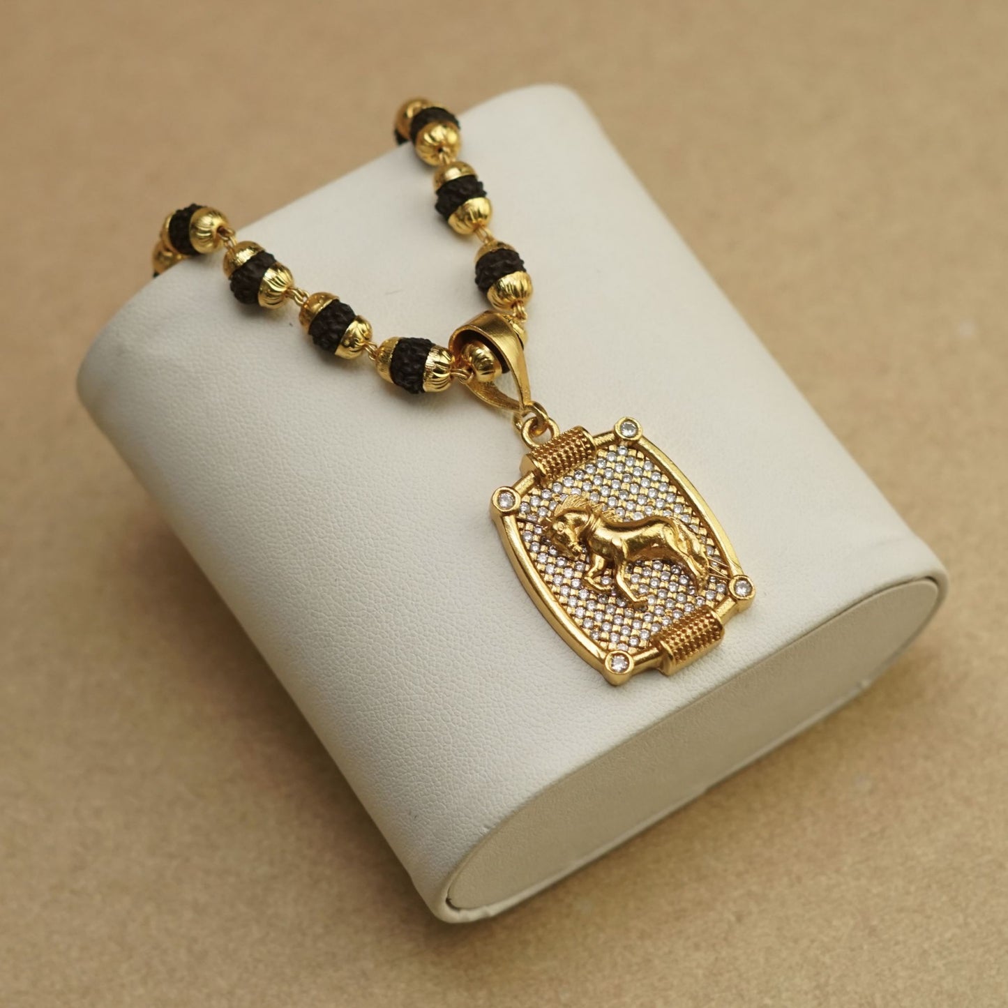 HORSE PREMIUM GOLD PLATED PENDANT WITH RUDRAKSHA MALA (MALA-23 INCH)