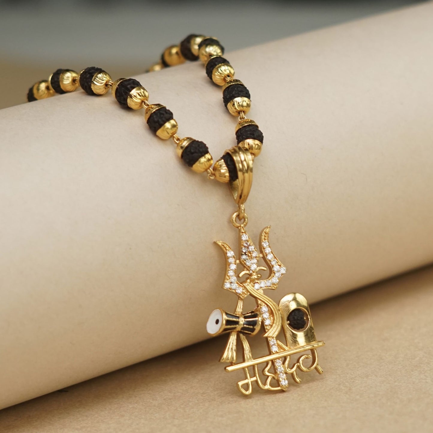 Mahadev Premium Gold Plated Rudraksha Mala (23 Inch)