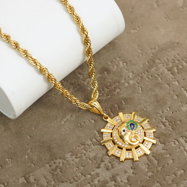 Divine Ganesha Premium Gold Plated Pendant