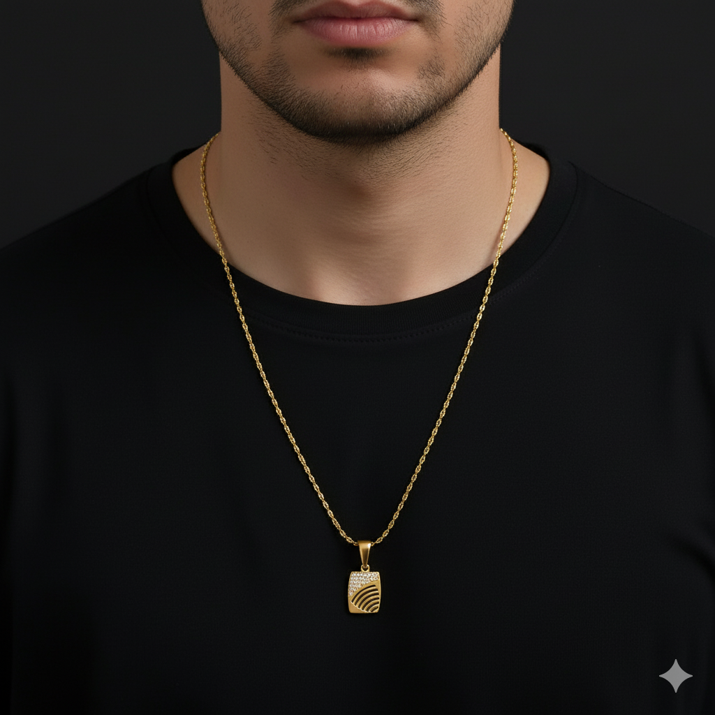 Ivo Men’s Cool Gold Chain Pendant Design (Chain-24 Inch)