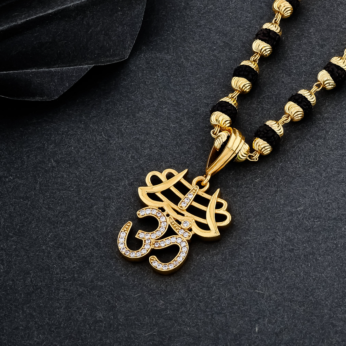 OMKAR PENDANT WITH MEN'S RUDRAKSHA MALA