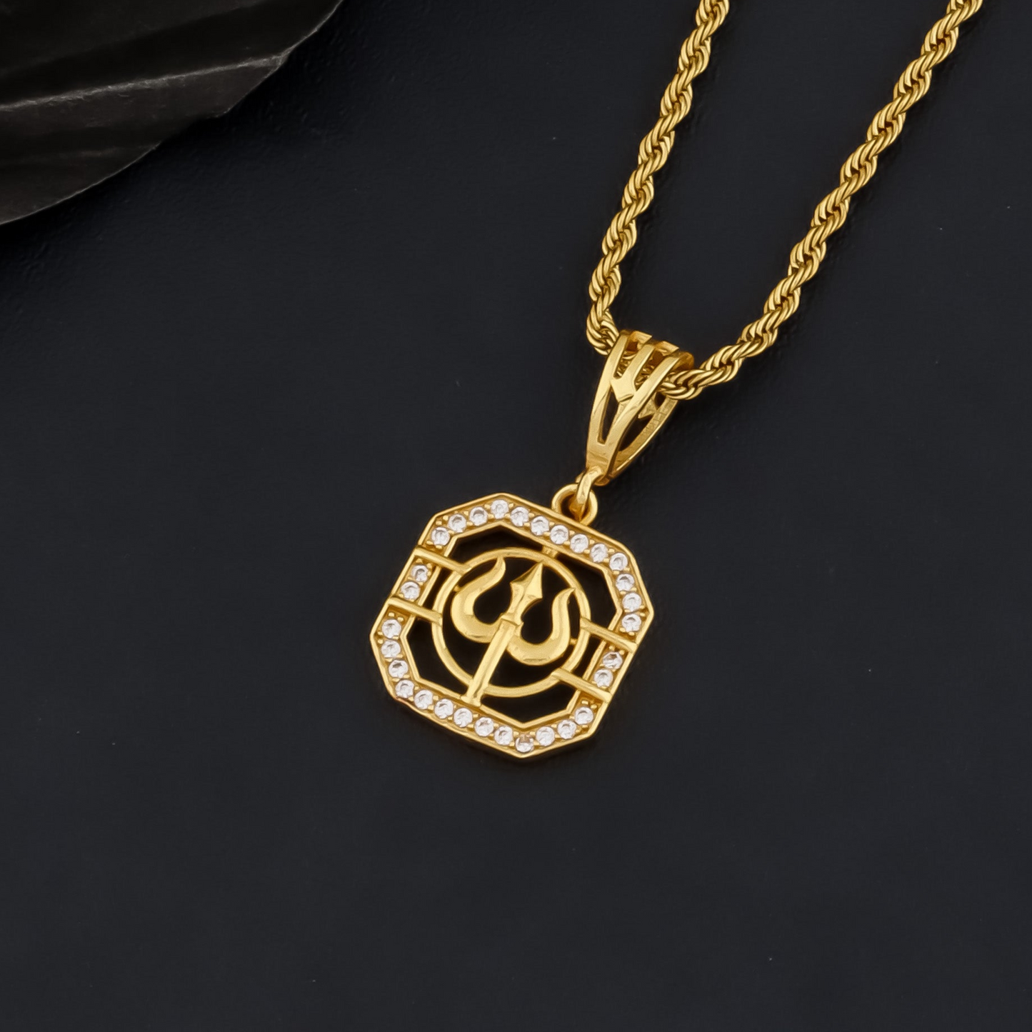 TRISHUL MEN’S PREMIUM GOLD CHAIN PENDANT (CHAIN-24 INCH)