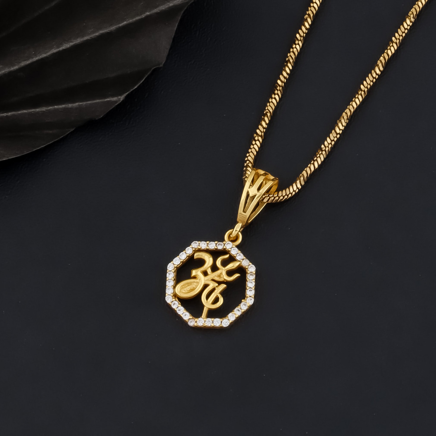 OM TRISHUL MEN’S PREMIUM LOOK GOLD PENDANT (CHAIN-24 INCH)