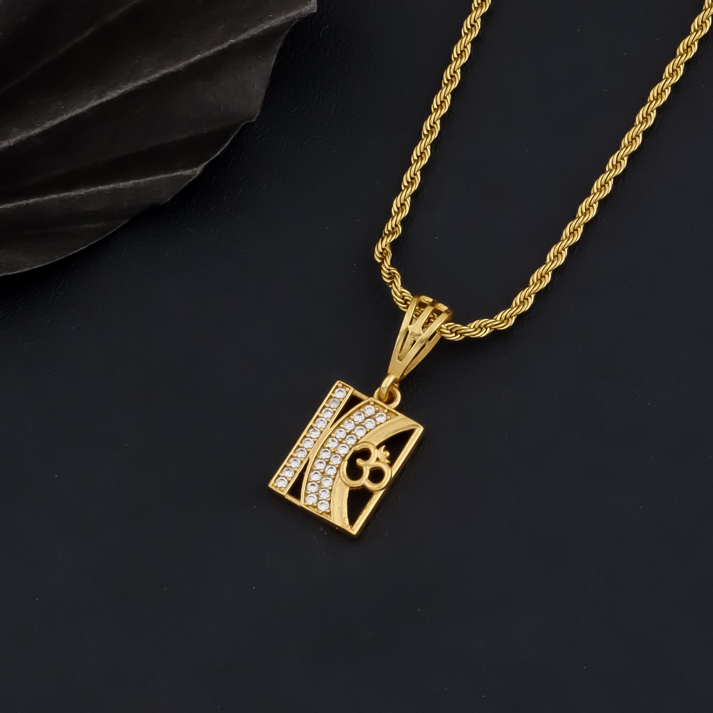 OMKAR MEN’S LUXURY GOLD PENDANT (CHAIN-24 INCH)