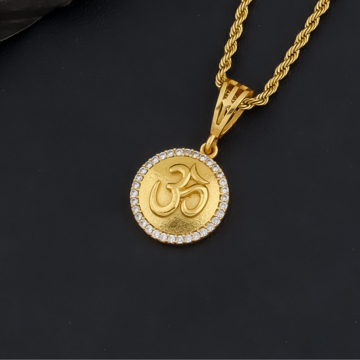 Om Men’s Gold Chain Pendant (Chain-24 Inch)