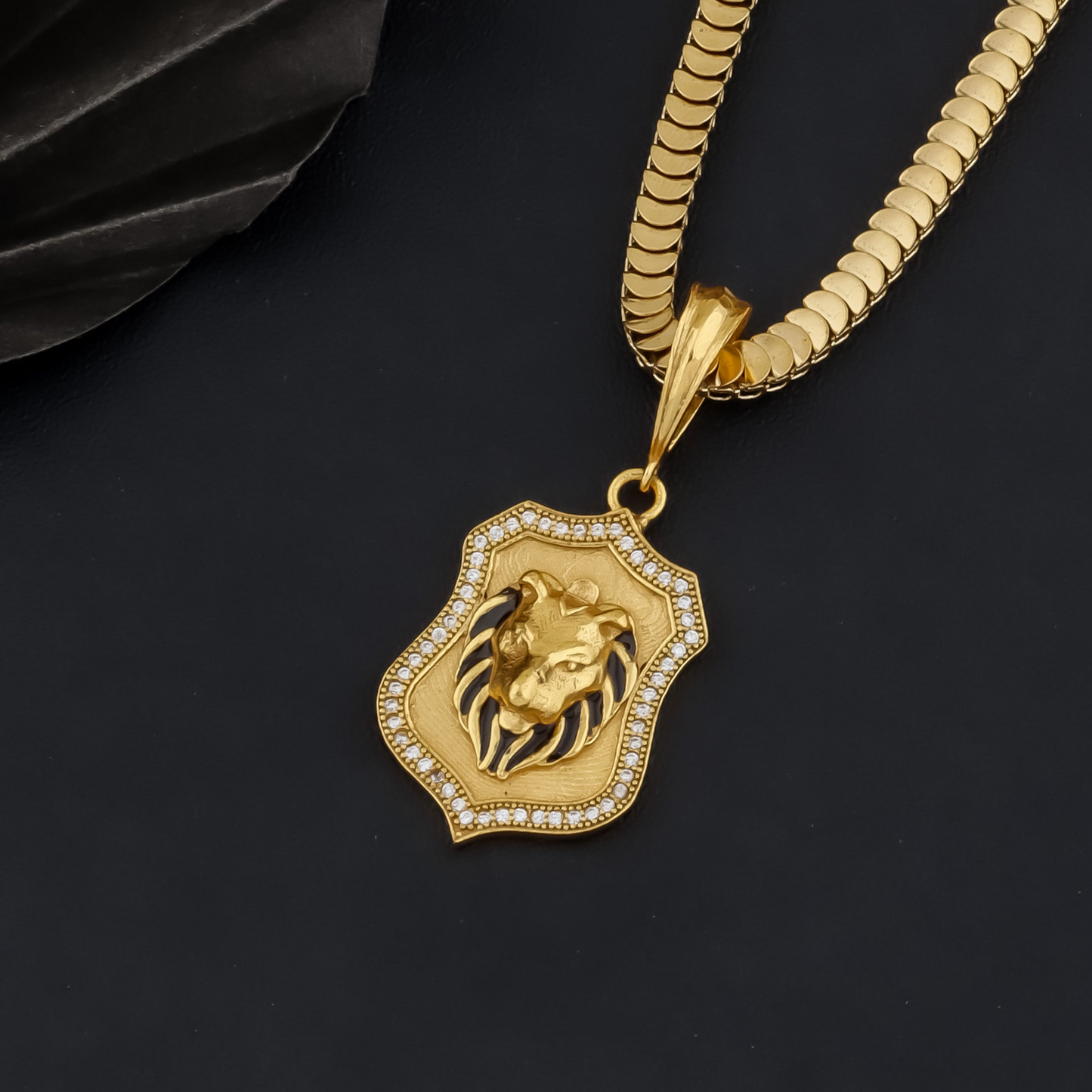 Aslan Men’s Designer Gold Chain Pendant (Chain-24 Inch)