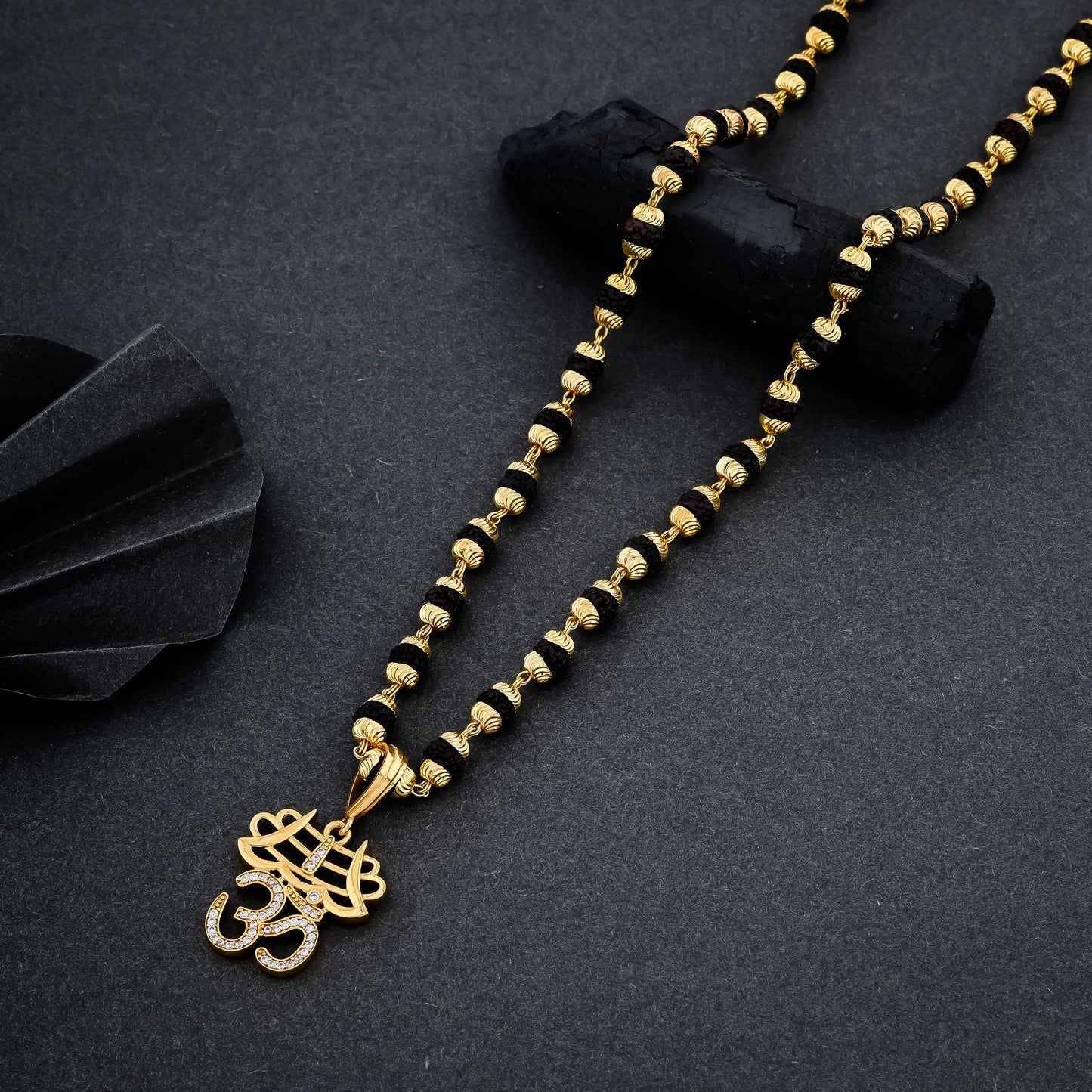 OMKAR PENDANT WITH MEN'S RUDRAKSHA MALA