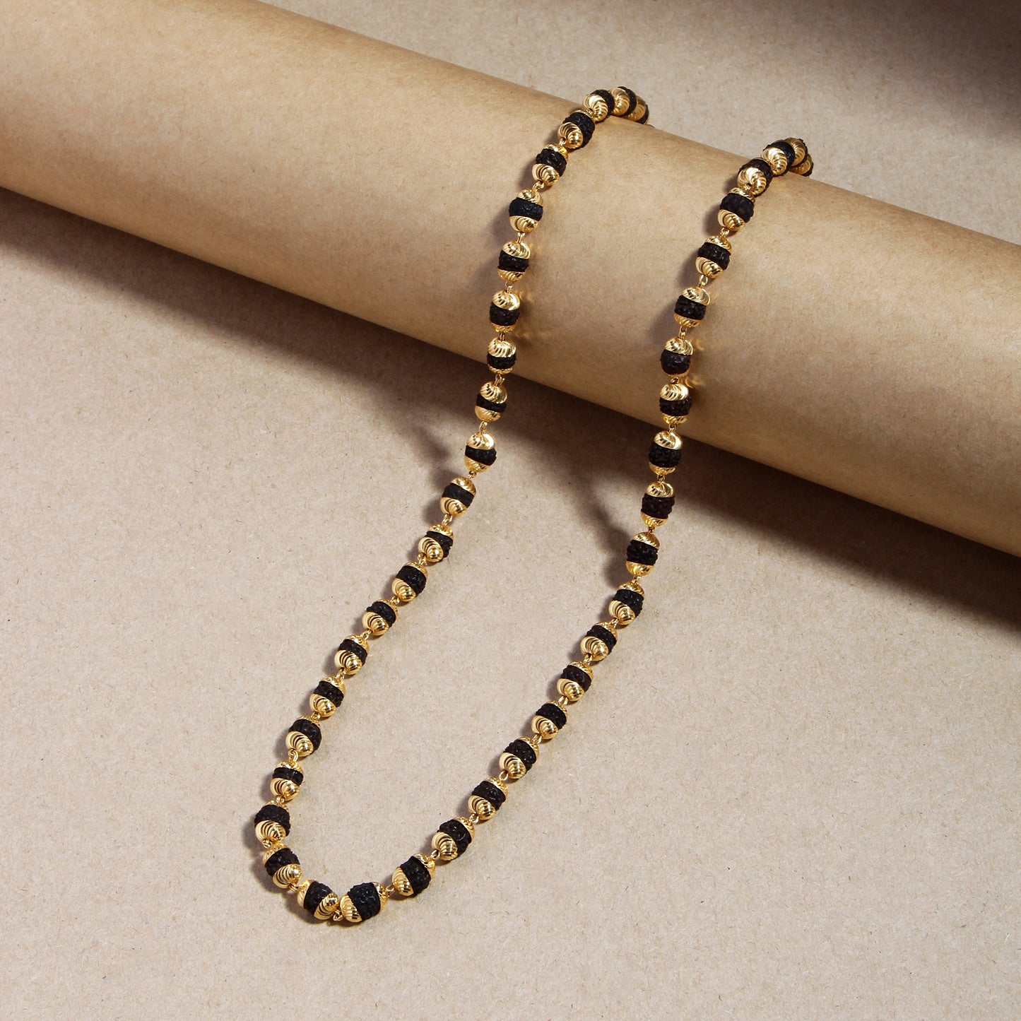 Premium Gold Plated Rudraksha Mala (23 Inch)