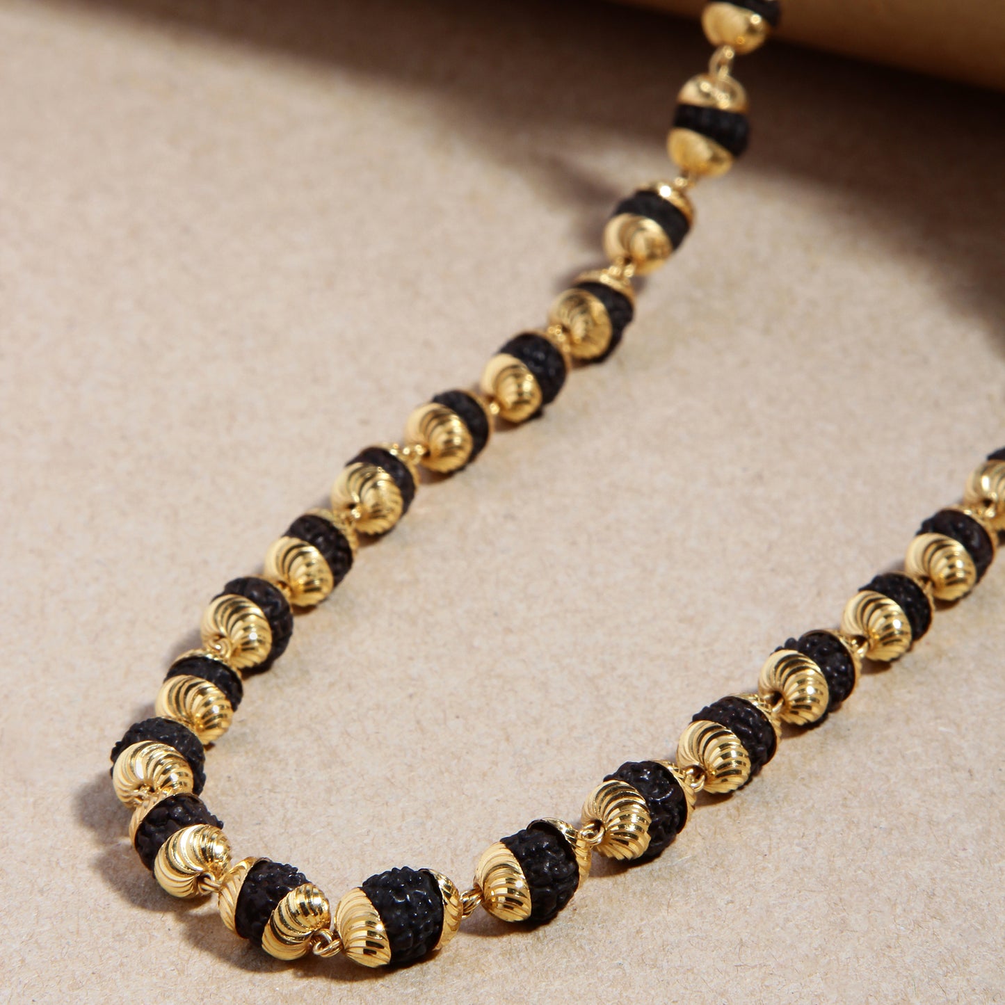 PREMIUM GOLD PLATED RUDRAKSHA MALA (23 INCH)