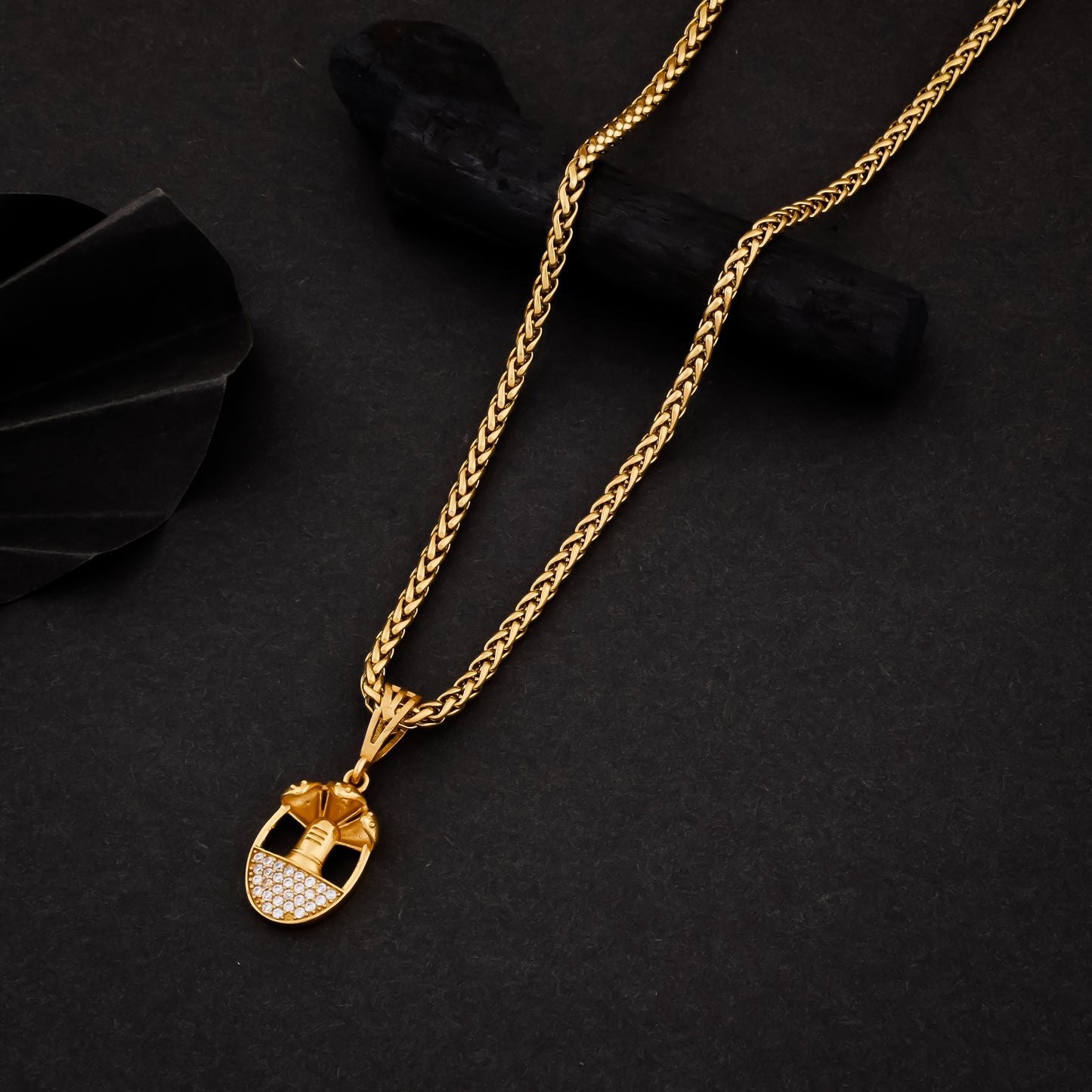 SNAP PREMIUM GOLD PLATED CHAIN PENDANT (CHAIN-22 INCH / 3 MM)