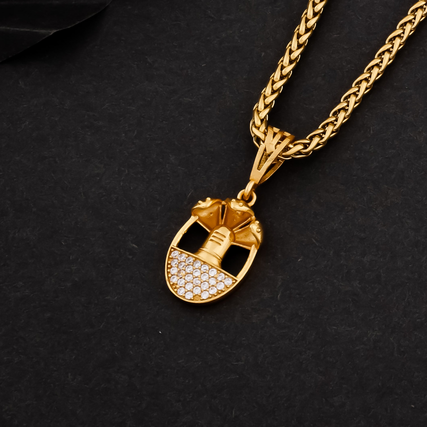 SNAP PREMIUM GOLD PLATED CHAIN PENDANT (CHAIN-22 INCH / 3 MM)