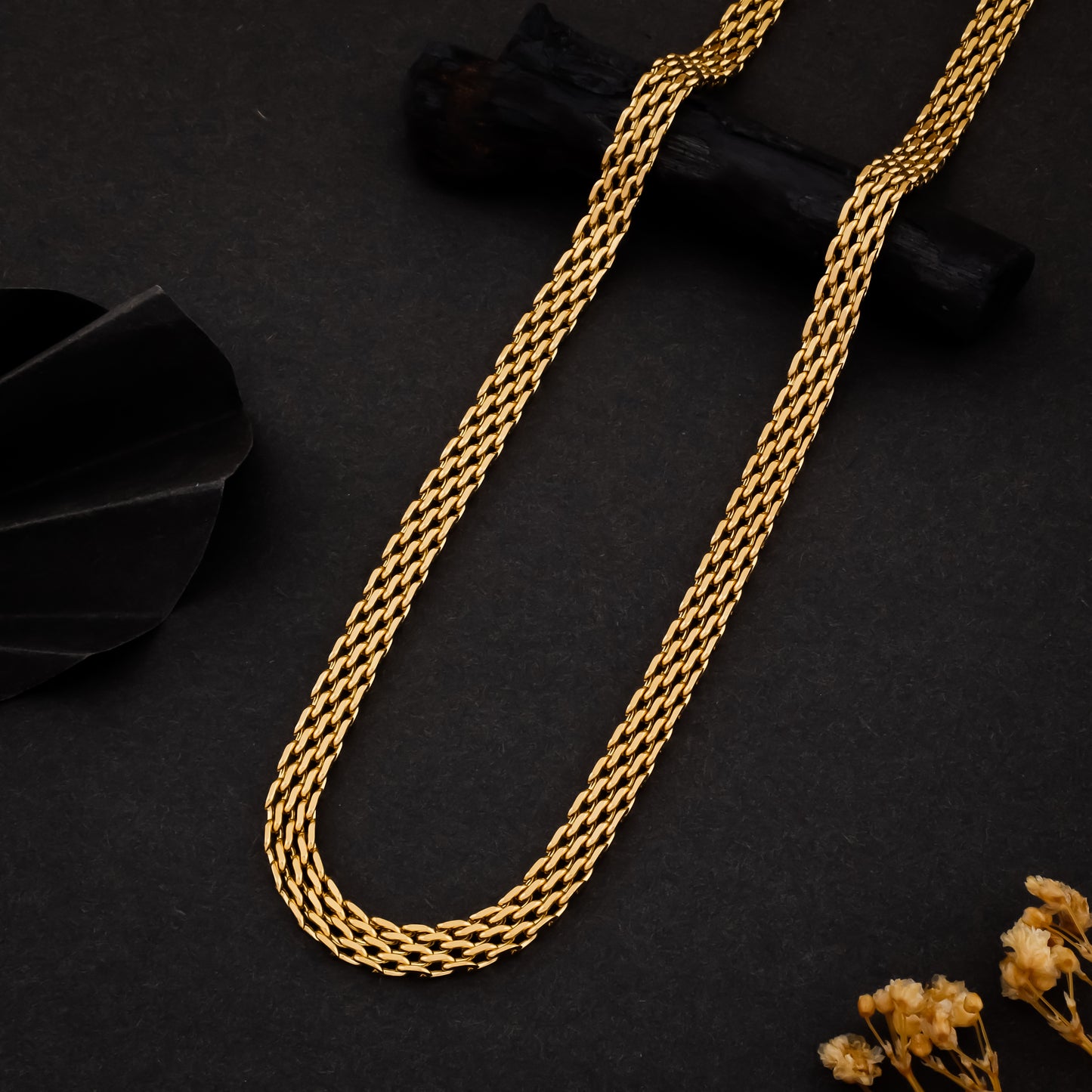 GodFather Unisex Solid Gold Men's Chain Necklace & Bracelet Combo