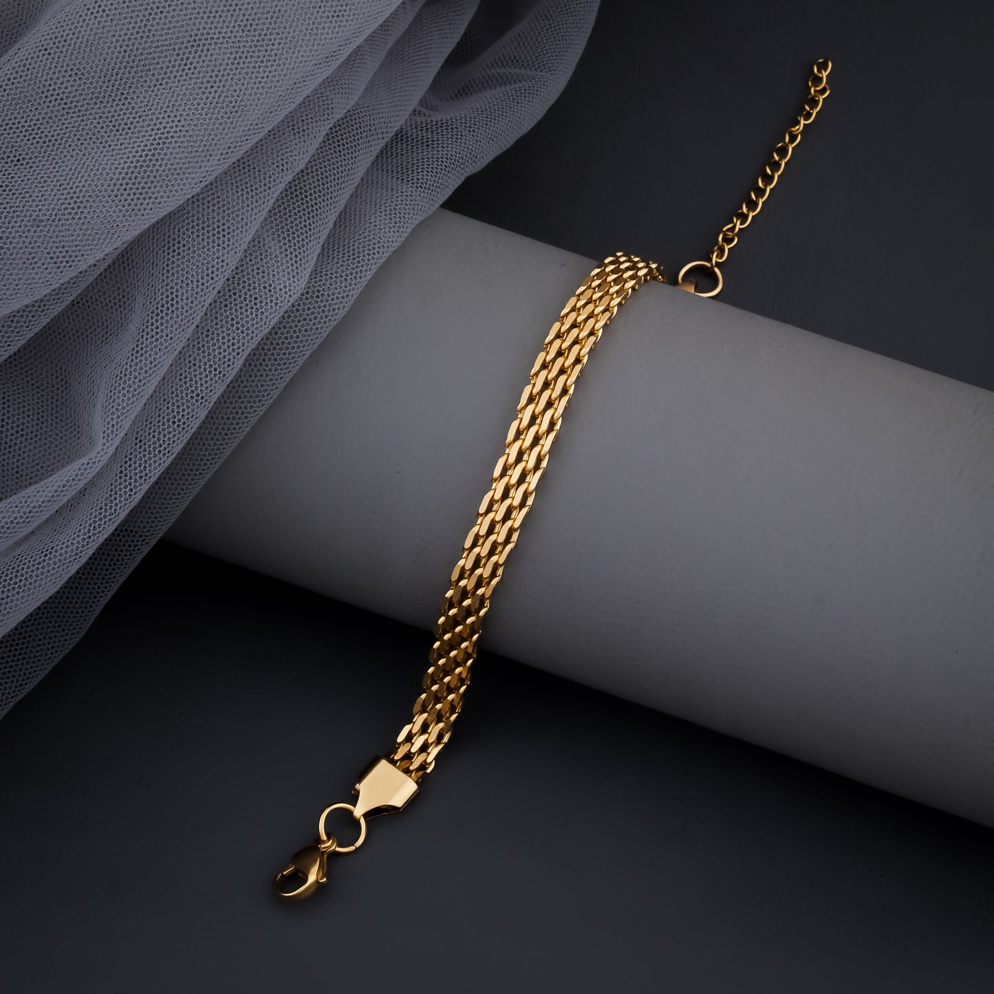 GodFather Unisex Solid Gold Men's Chain Necklace & Bracelet Combo