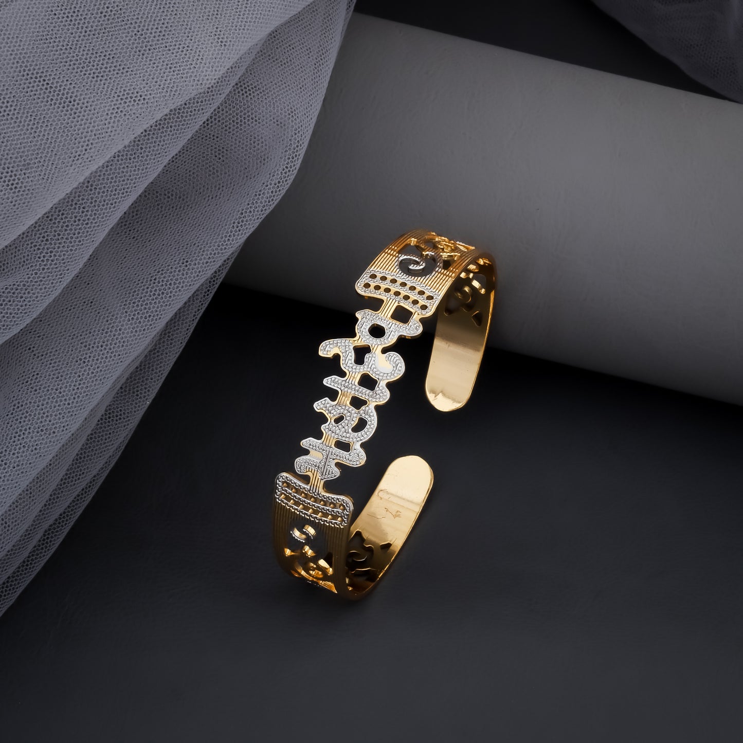 Mahadev Gold and Silver Kada Bracelet