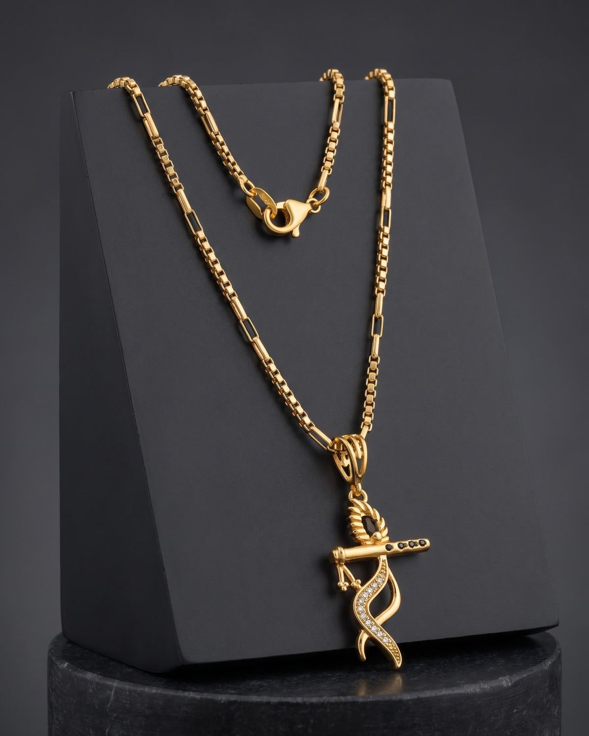 Krishna Mens Stylish Gold Pendant With Chain (Chain-24 Inch)