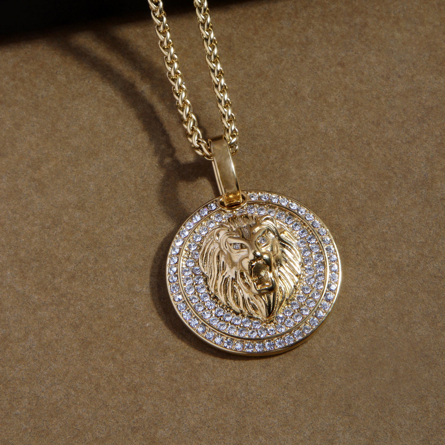 LION COIN MEN’S LUXURY GOLD PENDANT (CHAIN-24 INCH)