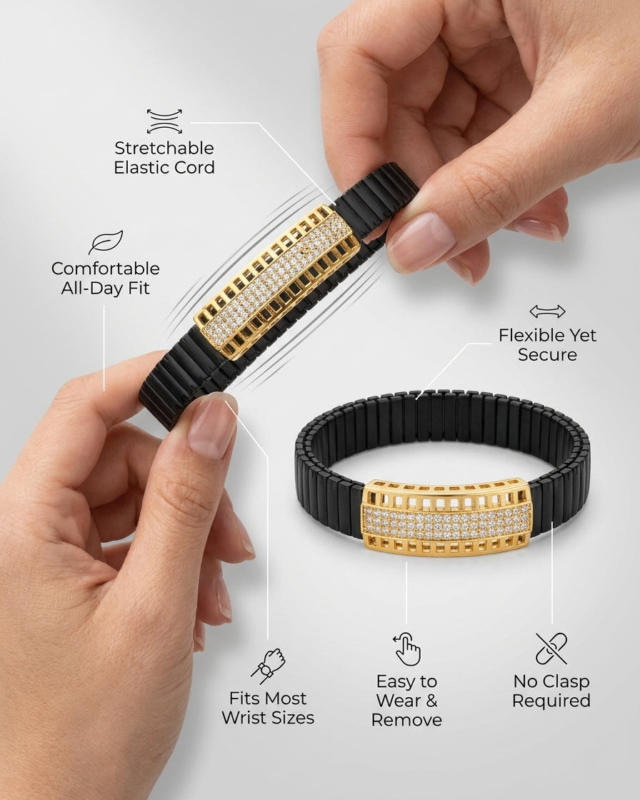 Onyx Luxury Black & Gold Flexible Bracelet