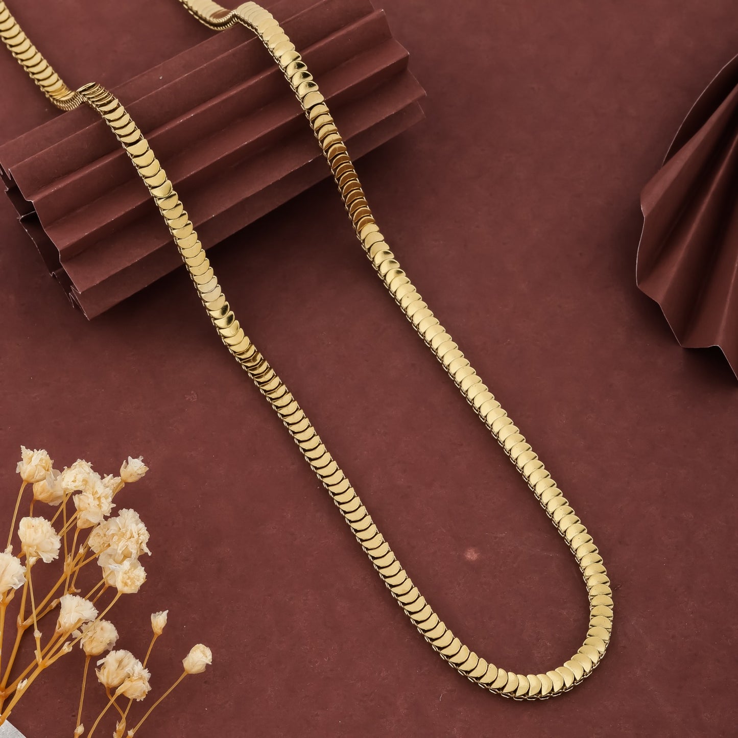 Alex Unisex Solid Gold Men's Chain (24 Inch / 4 Mm)