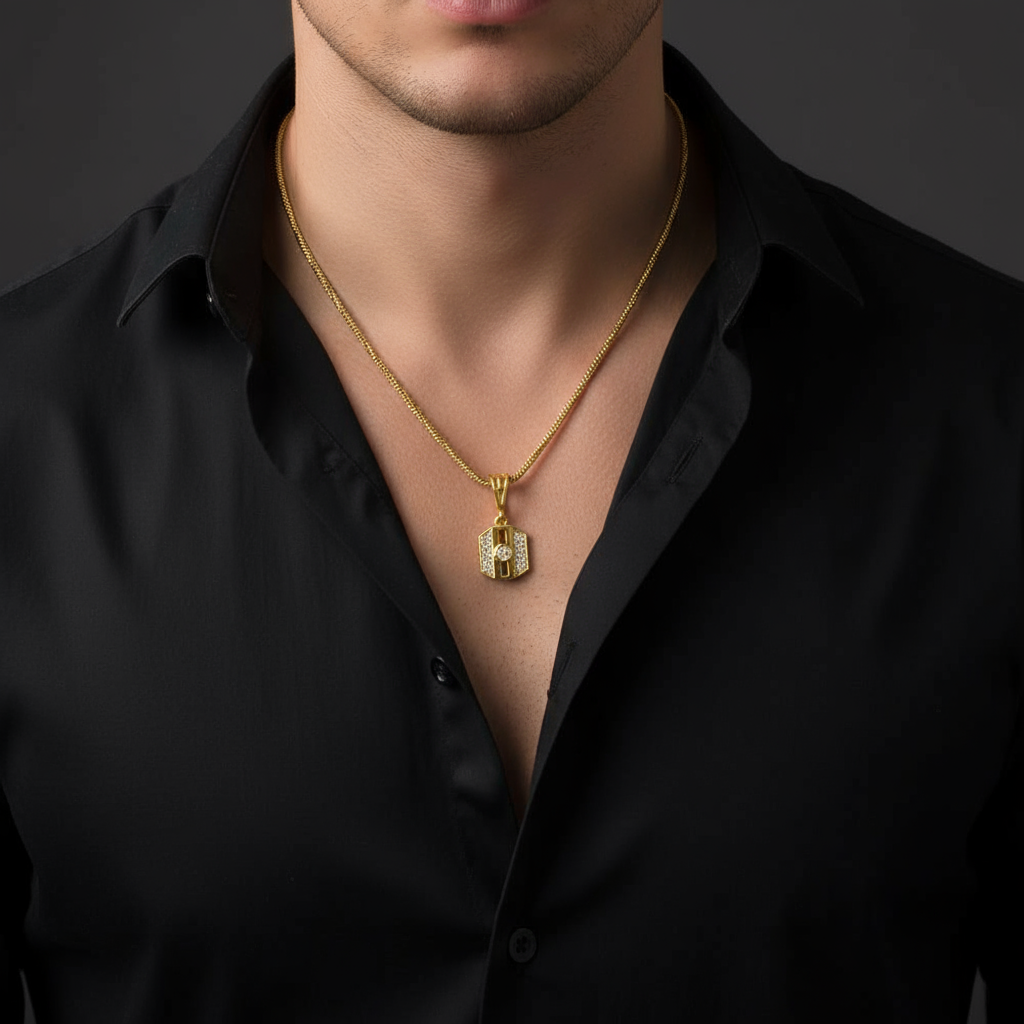 Froro Men’s Smart Style Gold Chain Pendant (Chain-24 Inch)