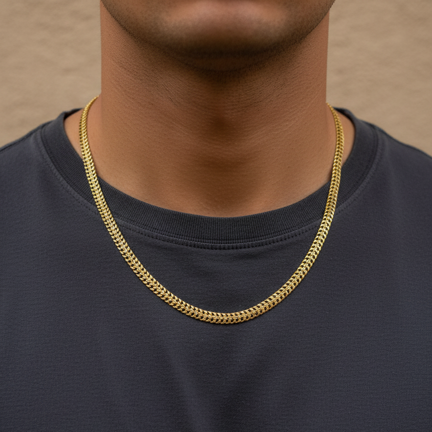 Apex Men’s Premium Look Gold Chain (Chain-22 Inch / 5-mm)