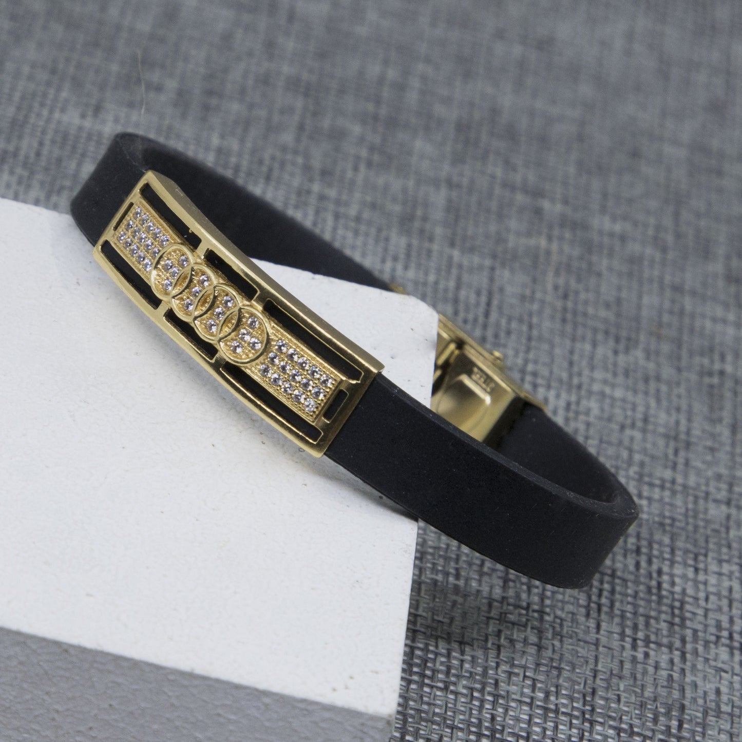 Diogo Dimond Gold Plated Silicone Bracelet