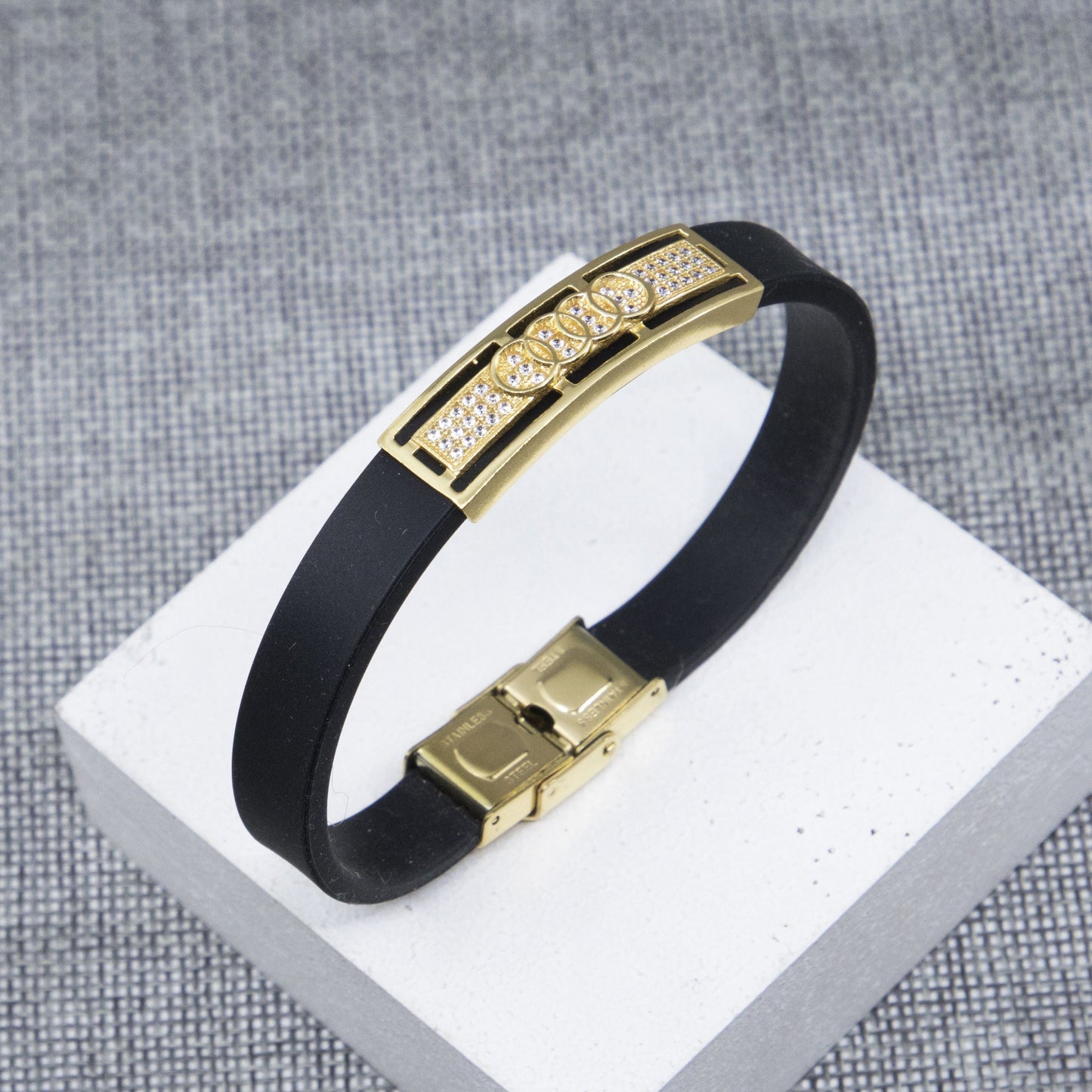 Diogo Dimond Gold Plated Silicone Bracelet