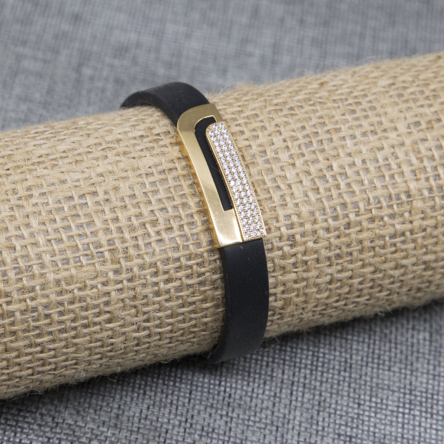 HACK DIMOND GOLD PLATED SILICONE BRACELET