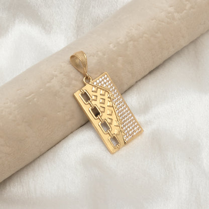 Lock Square Diamond Premium Gold Plated Pendant