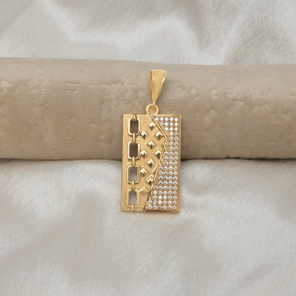 Lock Square Diamond Premium Gold Plated Pendant