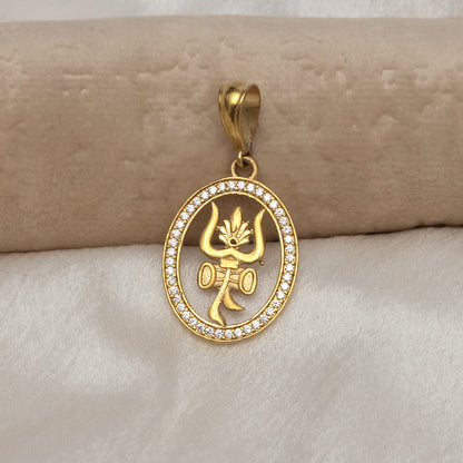 Trishula Round Premium Gold Plated Pendant