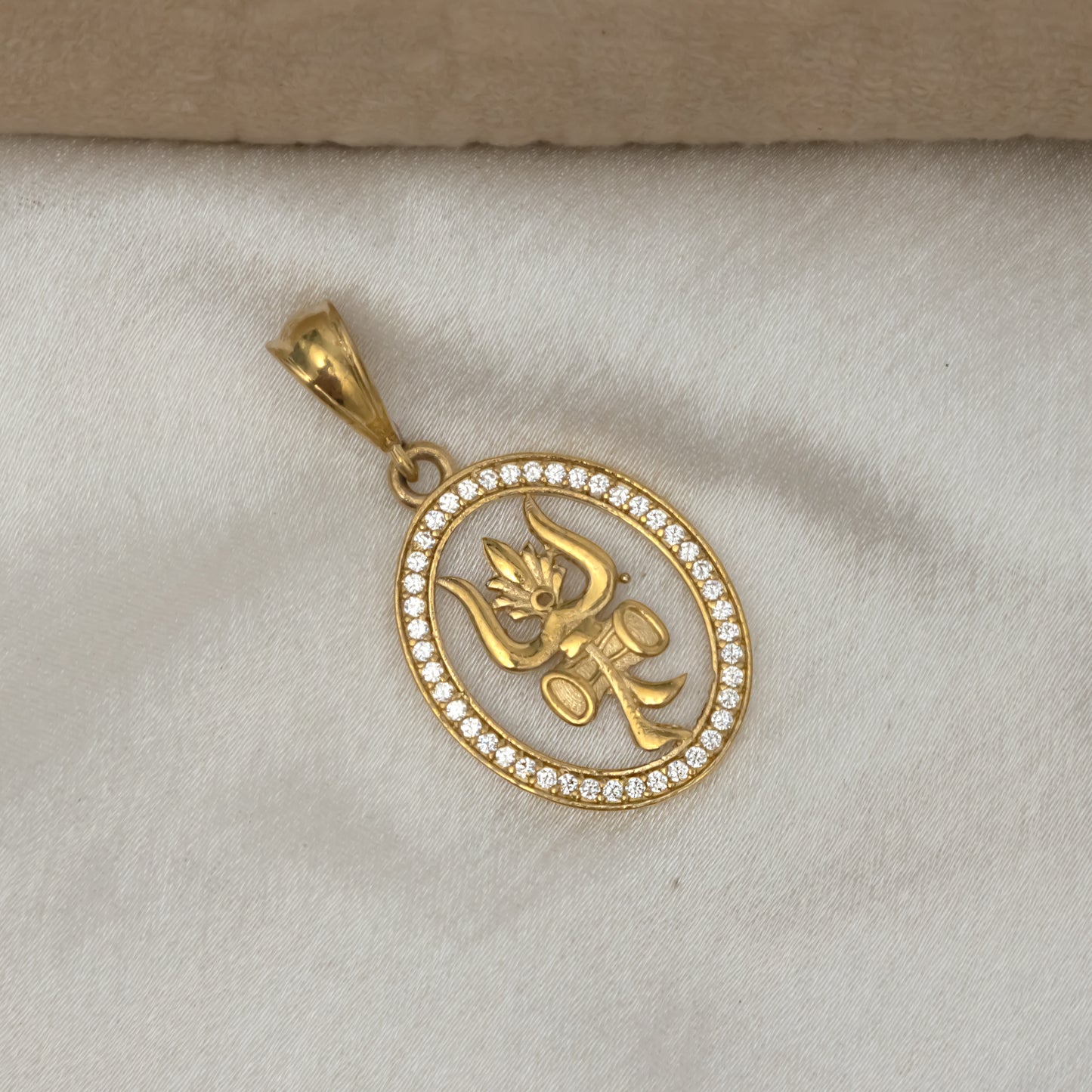 Trishula Round Premium Gold Plated Pendant