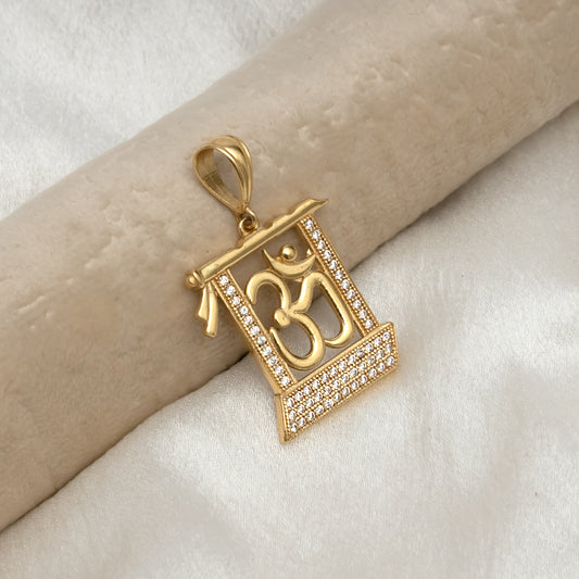 Om Square Premium Gold Plated Pendant