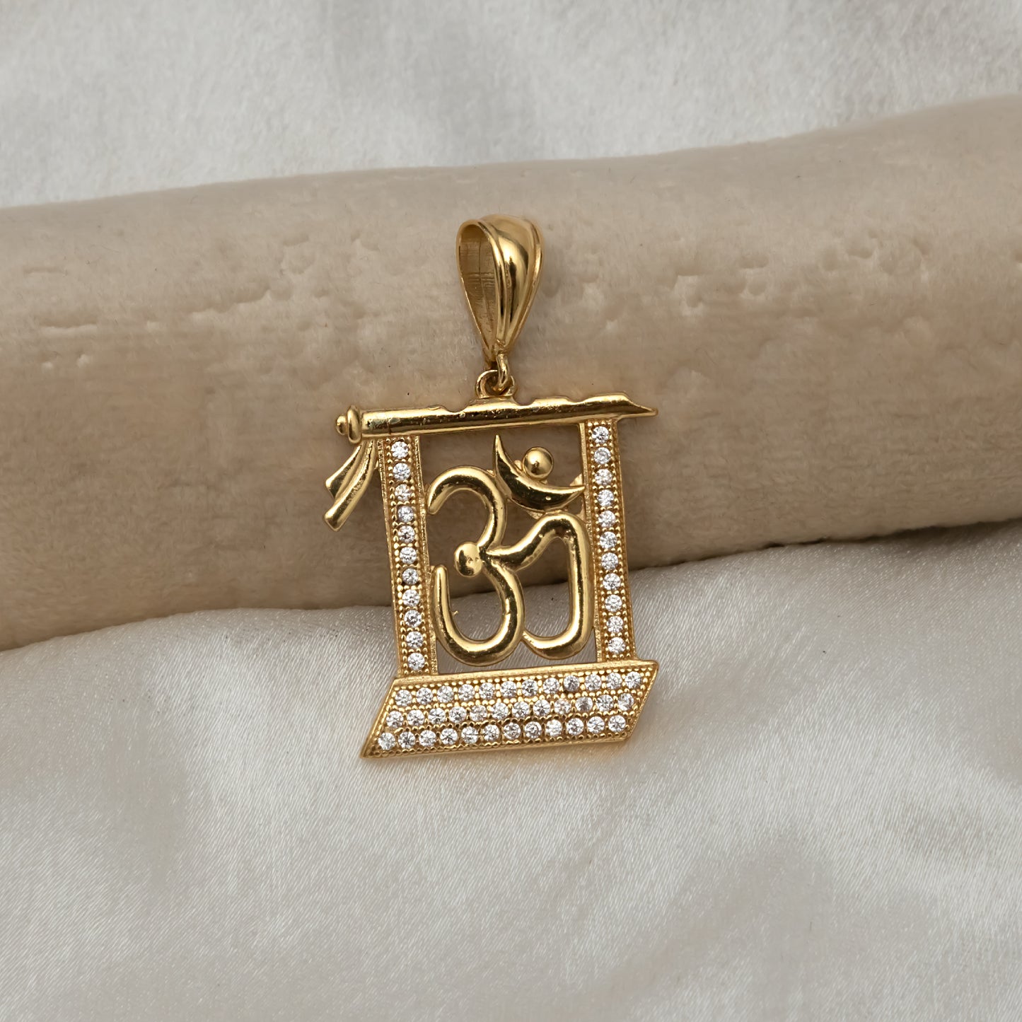 Om Square Premium Gold Plated Pendant