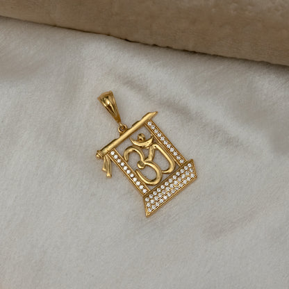 Om Square Premium Gold Plated Pendant