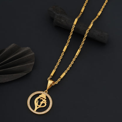 Shankh Om Dimond Pendant With Gold Chain