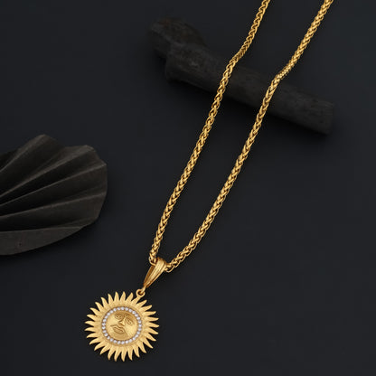 Sun Dimond Pendant With Gold Chain