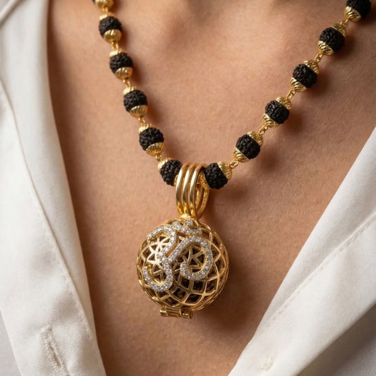 Om Pendant With Premium Rudraksha Mala