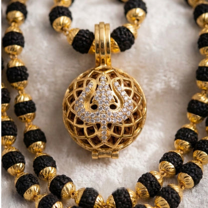 Trishul Pendant With Premium Rudraksha Mala