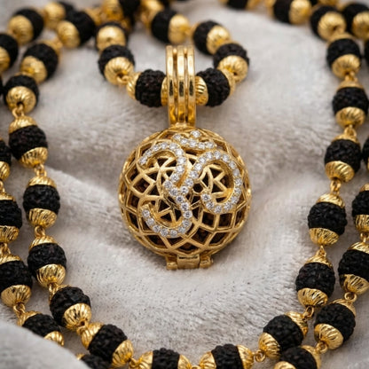 Om Pendant With Premium Rudraksha Mala
