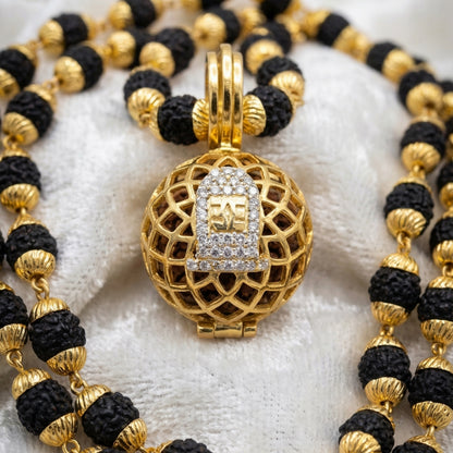 Shivling Pendant With Premium Rudraksha Mala