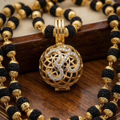 Om Pendant With Premium Rudraksha Mala